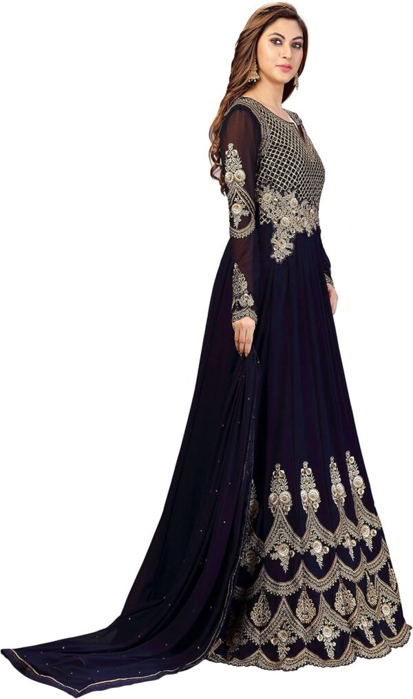 Nivah Fashion Women's Georgette Embroidery Anarkali Suit Set Stitched - Image 4