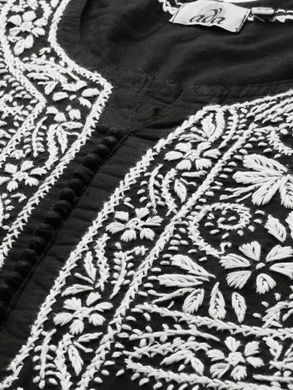 Ada Indian Hand Embroidered Chikankari Straight Cotton Kurta Kurti Tunic Dress for Women A411543 - Image 5