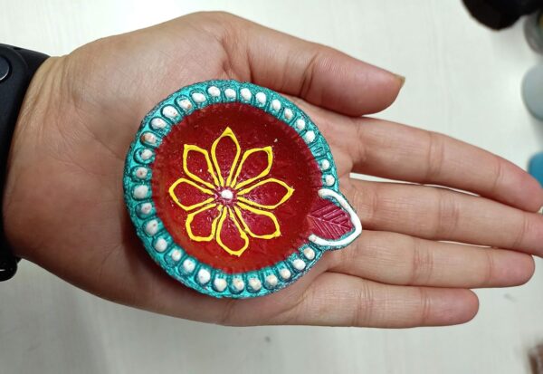 4 Pcs Diya Set of Clay Handmade Diya for Diwali/Deepawali Gift/Decorations/Natural Earthen Oil Lamp/Traditional Diyas for Pooja with Cotton Wicks Batti - Image 5