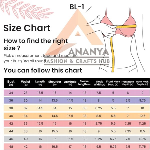 ANANYA FASHION & CRAFTS HUB Dupion Solid Saree Readymade Blouse Round Neck Top 3/4 Sleeve Front Hook & Eye Closure Choli Sari - Image 2