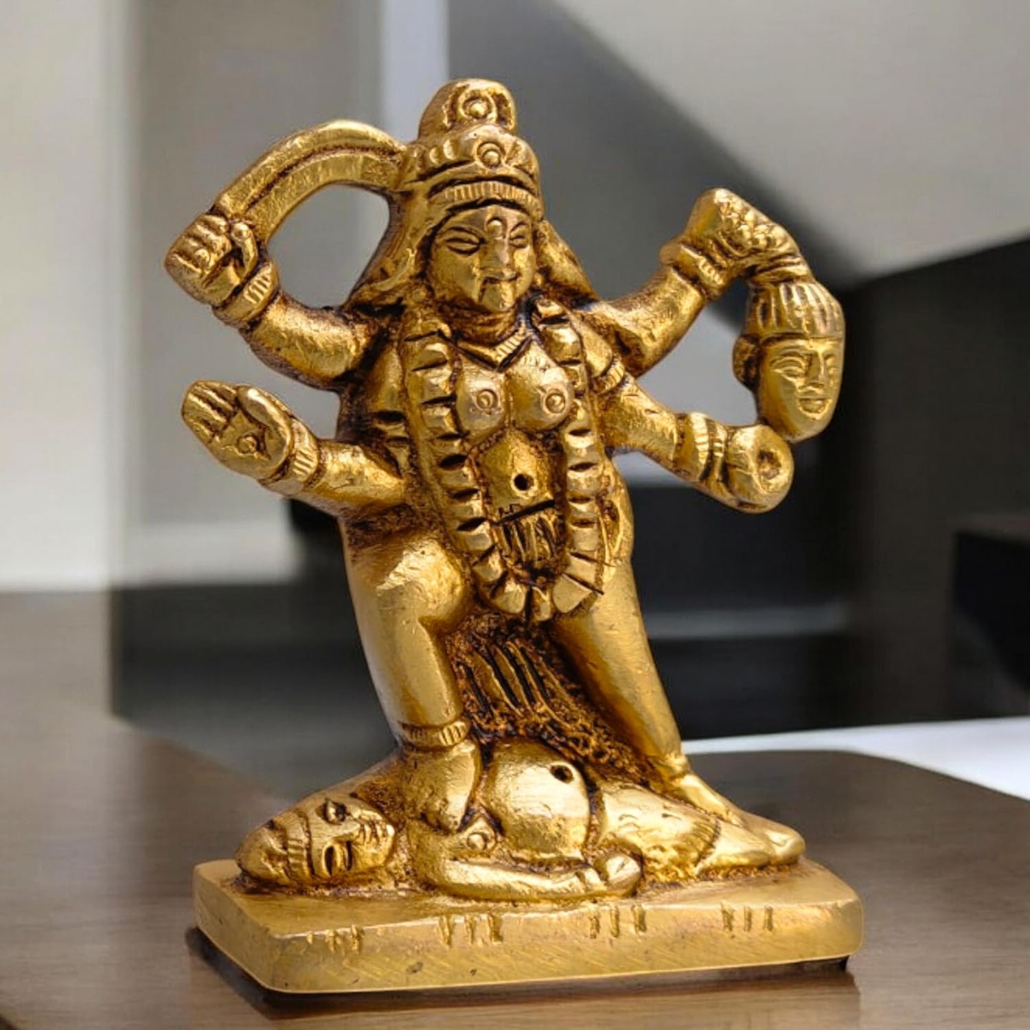 Brass Maa Maha Kali On Shiva Brass Statue Hindu Idol 2.5" inch - Powerful Spiritual Goddess Brass Mahakali Devi Murti for Home Temple Mandir Kalkaji Idol Spiritual Puja Vastu India Kali BRASS Sacred - Image 7