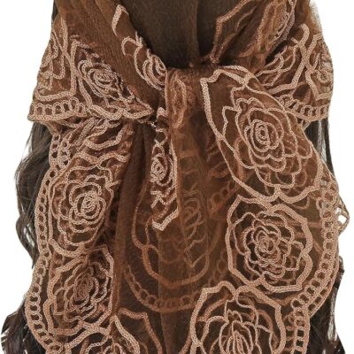 Floerns Women's Flower Embroidery Hair Scarf Headband Sheer Lace Hair Bandana