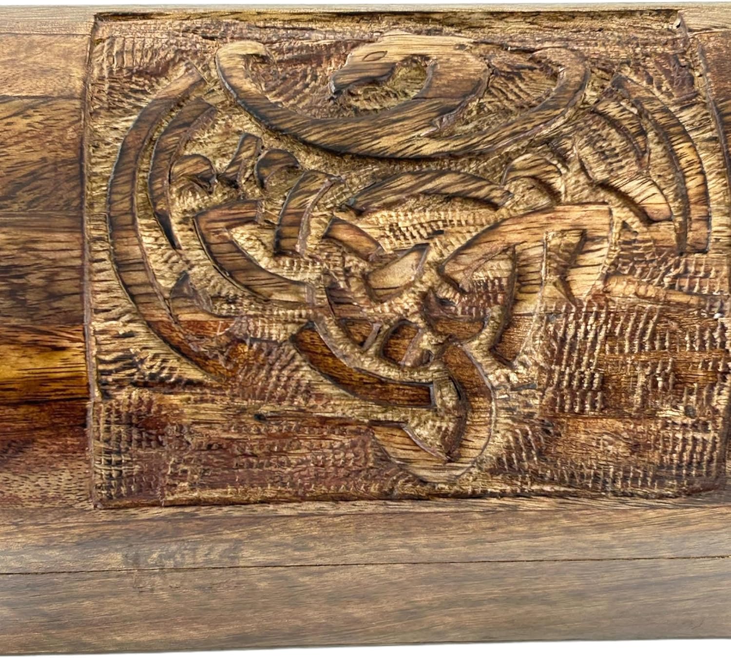 Premium Wooden Semicircular Curved Jewellery Box Celtic Design-Trinket Box Ladies-Jewellery Storage Case-Antique Look-Traditionally Handcrafted Keepsake Box Jewellery Organiser- Golden - Image 3