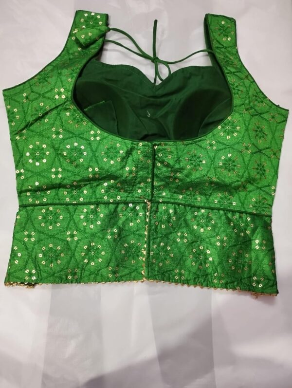 Indian Women Sequins Readymade Tussar Silk Saree Blouse Padded Lehenga Crop Top - Image 3