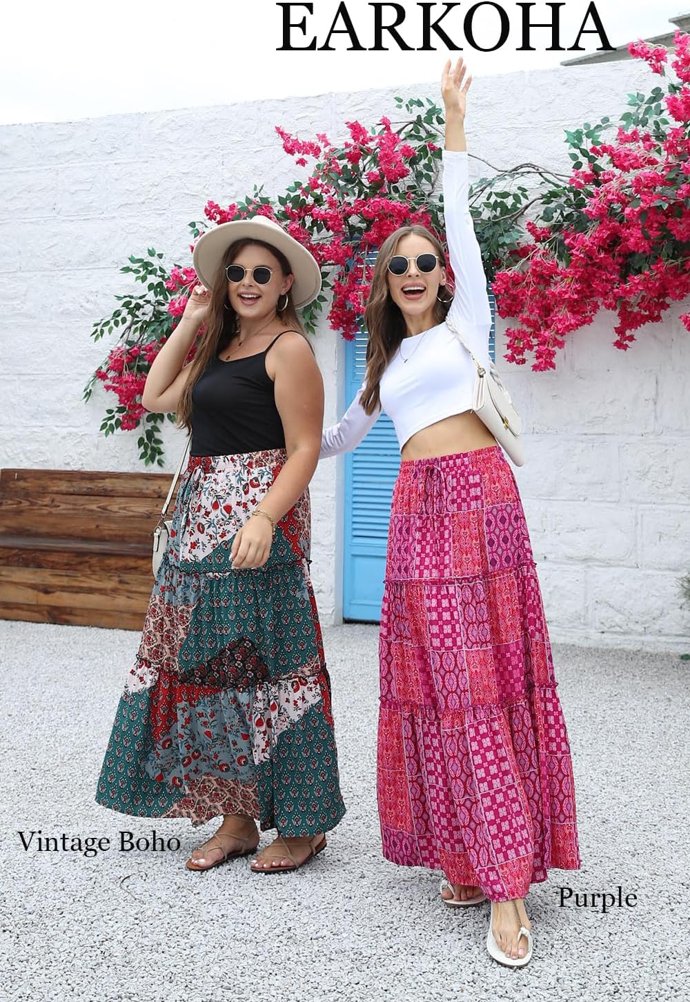 EARKOHA Womens Casual High Waist Tie Paisley Print Long Maxi Skirt with Pockets - Image 4