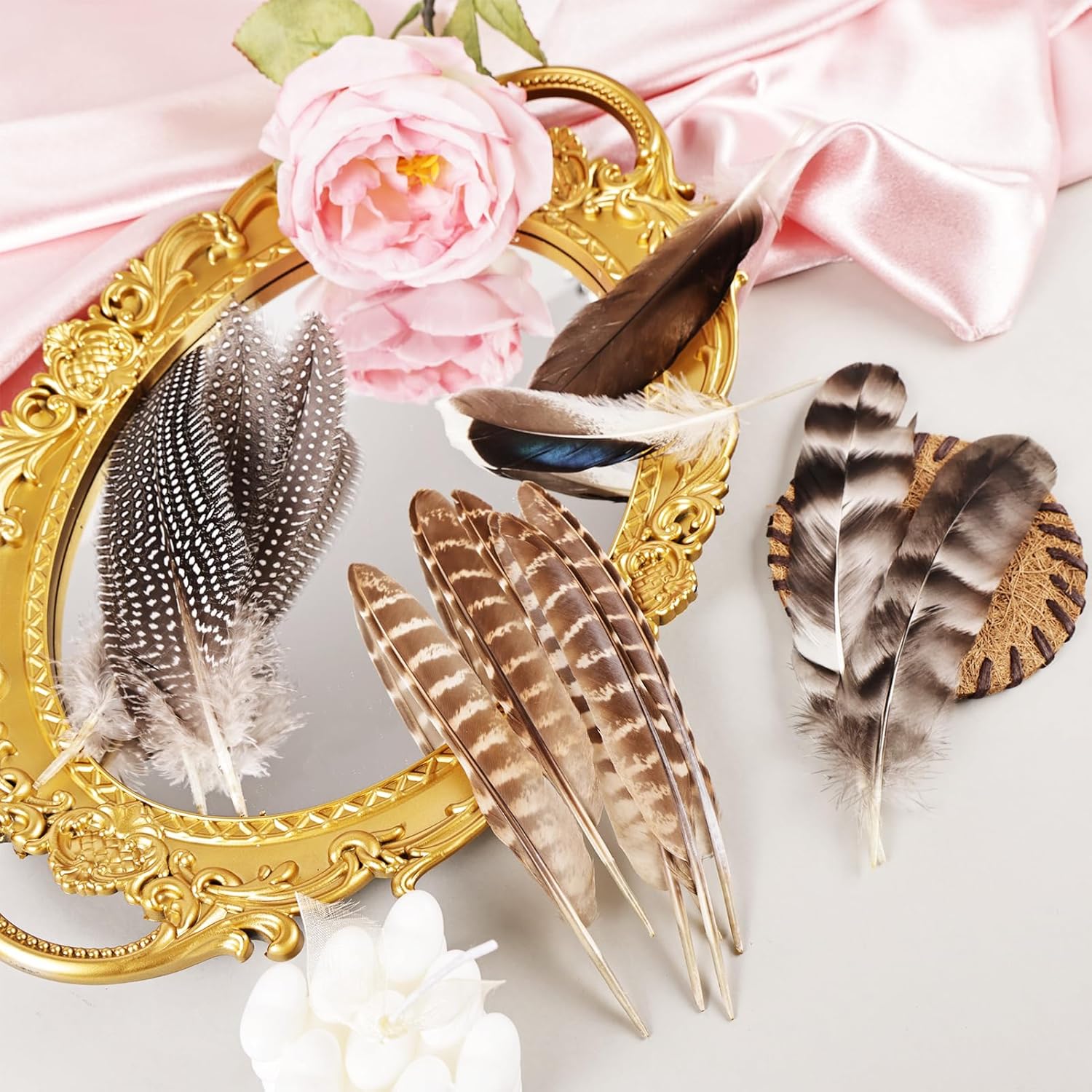 iHUFeather 40pcs Natural Pheasant Feathers Bulk Spotted Feathers 5 Styles Mixed Feathers for Crafts DIY Hat Floral Arrangements Wedding Home Decorations - Image 4