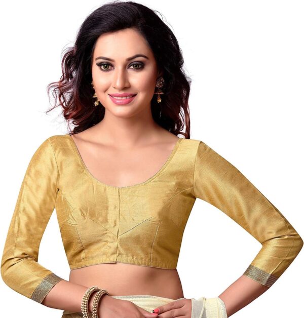 Heer Designer IN Bollywood designer polyester Round Neck Plain Full Sleeves Saree Sari Readymade Blouse for Women
