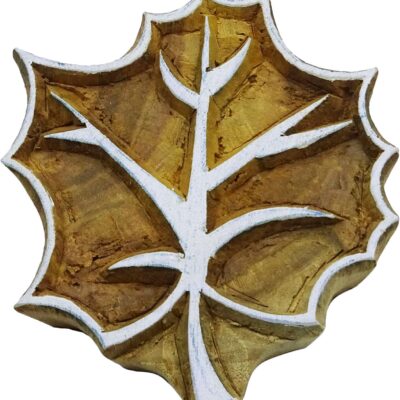 Decorative Indian Wooden Leaf Stamps Hand Carved Textile Printing Block Wood