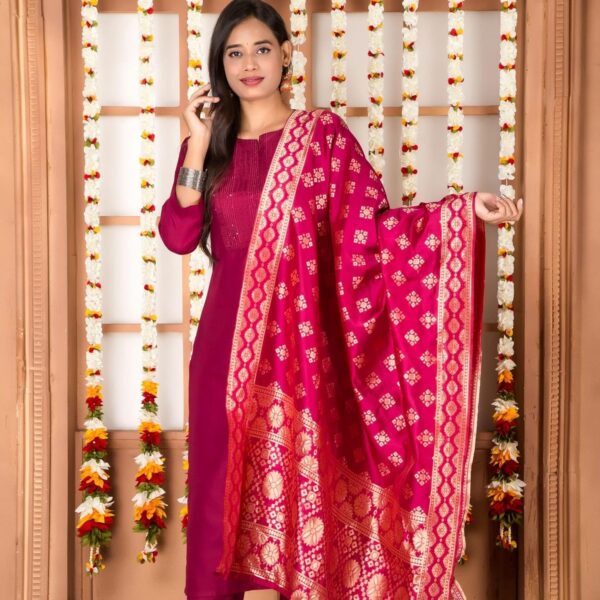 LOVENSPIRE Karva Chauth Puja Gift Hamper Navaratri Vratha Varalakshmi Vratham Hindu Teej Pooja Housewarming Return Gifts - Potli Bag Dupatta Mangalsutra with Earrings Bangle Bindi Mehndi Cone - Image 6