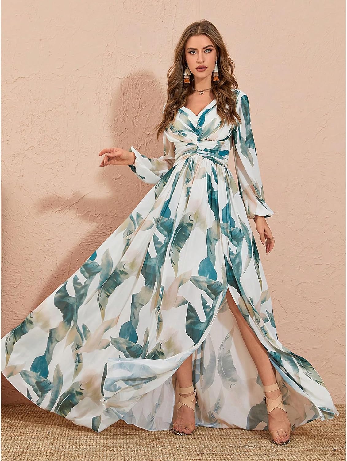 TOLEEN Summer Floral Dresses for Women Long Sleeve Casual Style Beach Swing Dresses - Image 5