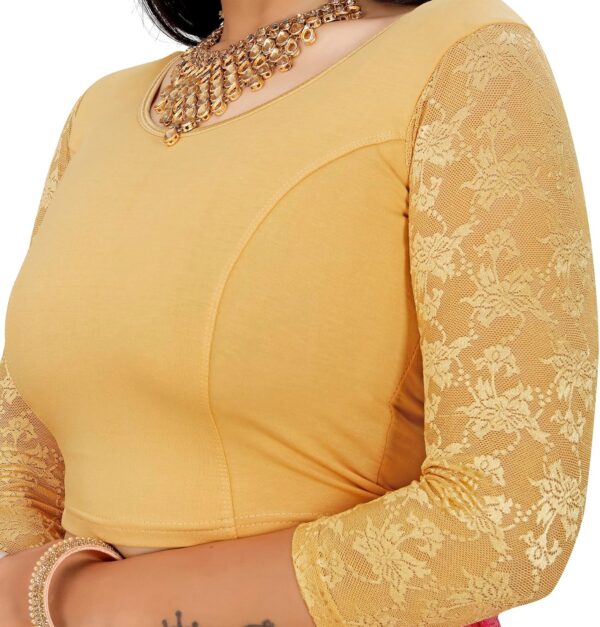 KNETLI Cotton Polyester Blouse for Women's -Stretchable,Round Neck - Image 5