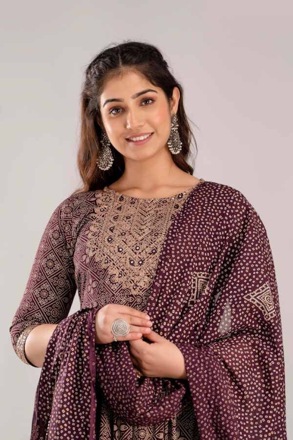 Printed Indian Kurti Pant & Dupatta Set for Women Kurta Kurtis Set Tunic For Women - Image 6