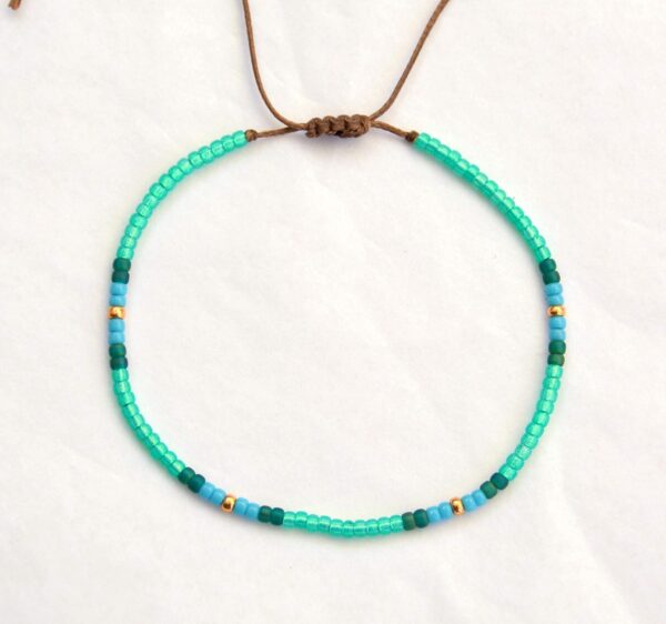 Anklet for Women, Unique Beaded Anklet, Native American Style, Green Turquoise Colorful Boho Hippie Beach Waterproof Anklet, Handmade by Tribes - Image 5
