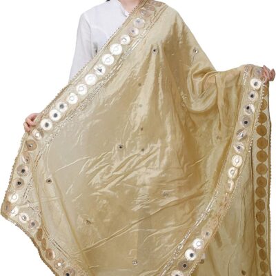 Exotic India Dupatta from Amritsar Embellished with Patch Border