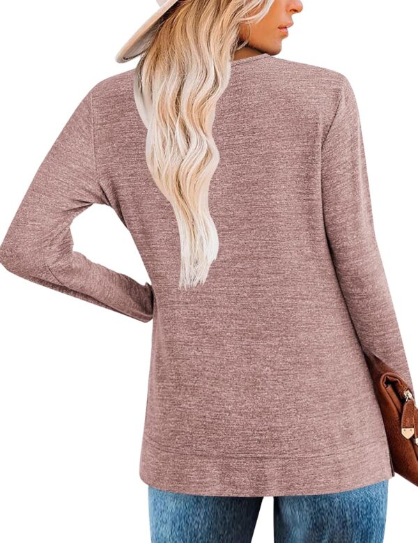Zeagoo Women's Casual Tunic Tops Long Sleeve Shirts for Leggings V Neck Button Fall Pullover Blouse Loose Sweatshirts - Image 5