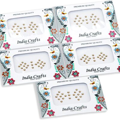 India Crafts(TM) 84+84 Bindi Dots Bindi Stickers Diamond,Gold Beads Surrounded Dots Bindi Pack