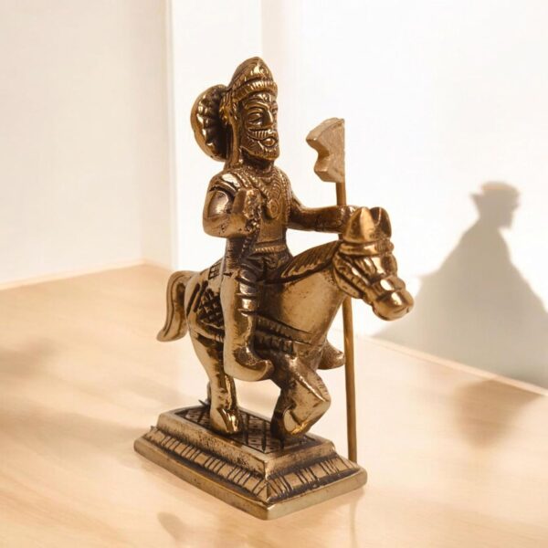 Brass Statue of Jaharveer Ji Sitting on Horse | Ramdev Pir Idol | Ramdev Murti Sculpture | Spiritual Idol for Pooja Home Temple Decor Gift Showpiece 3.5" Inch (180 Grams) - Image 7