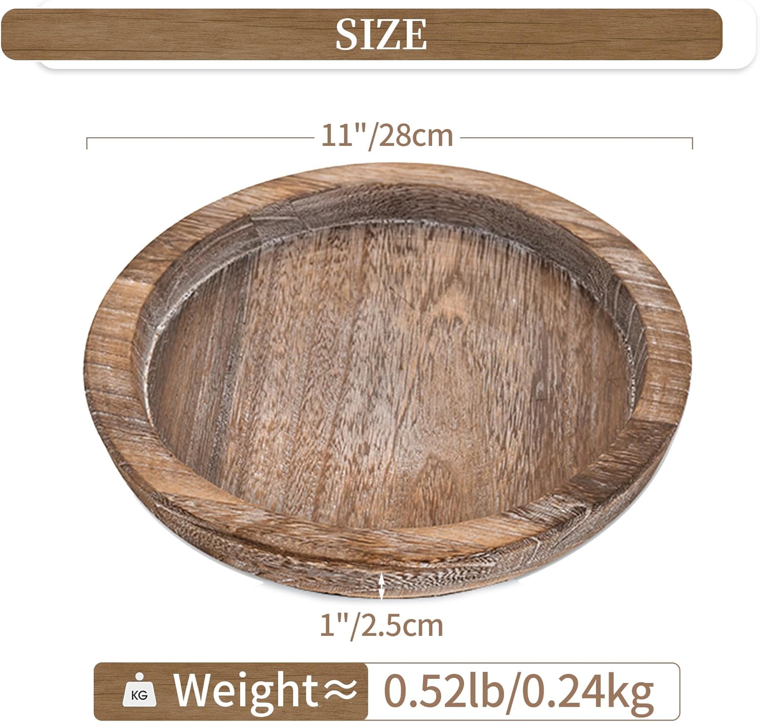 Hanobe Candle Plate Holder Tray: Round Wooden Decorative Candle Plate Small Farmhouse Table Centerpiece Rustic Wood Tealight Pillar Trays for Christmas Wedding Halloween Home Decor - Image 5