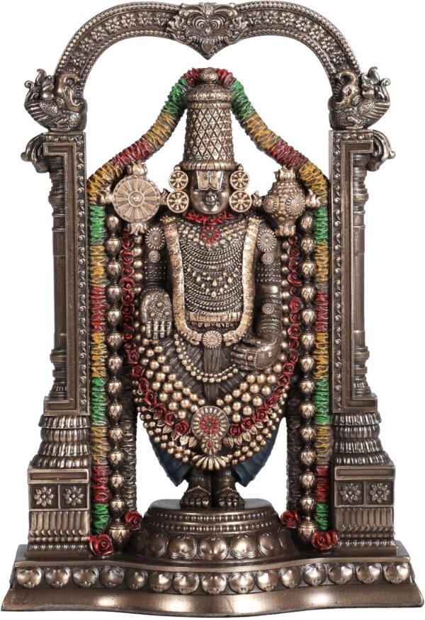 Veronese Design 8 3/8 Inch Lord Venkateswara as Balaji Cold Cast Resin Bronze Finish Statue