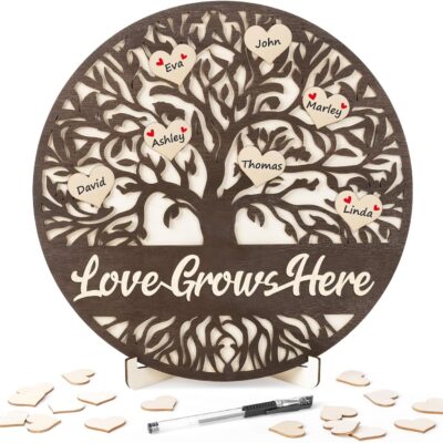 Family Tree Gifts for Parents, Family Gifts for Home Decor, Personalized Custom Gifts Ideas, House Warming Gifts New Home Love Presents, DIY Family Name Sign Wood Plaque