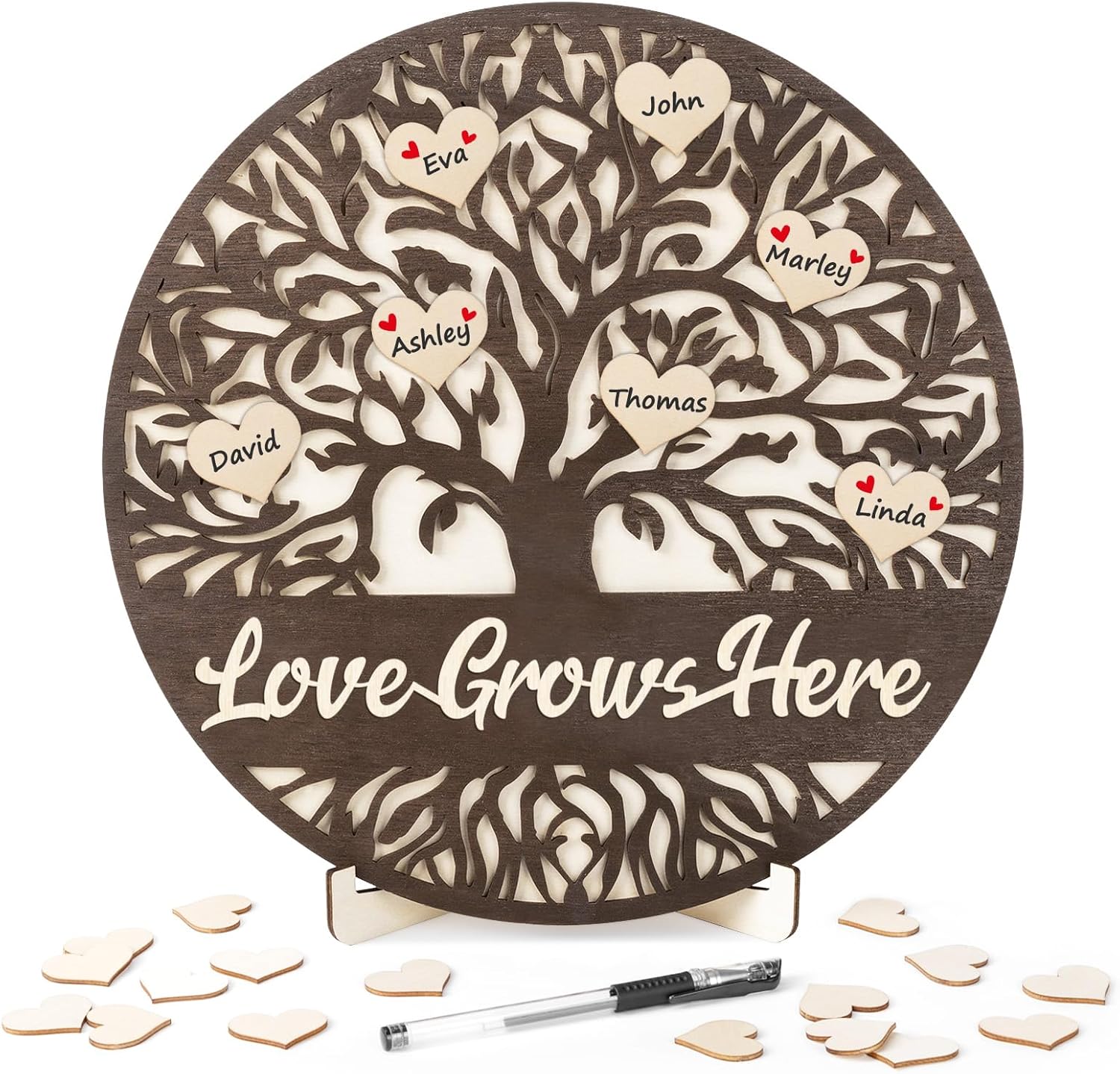 Family Tree Gifts for Parents, Family Gifts for Home Decor, Personalized Custom Gifts Ideas, House Warming Gifts New Home Love Presents, DIY Family Name Sign Wood Plaque
