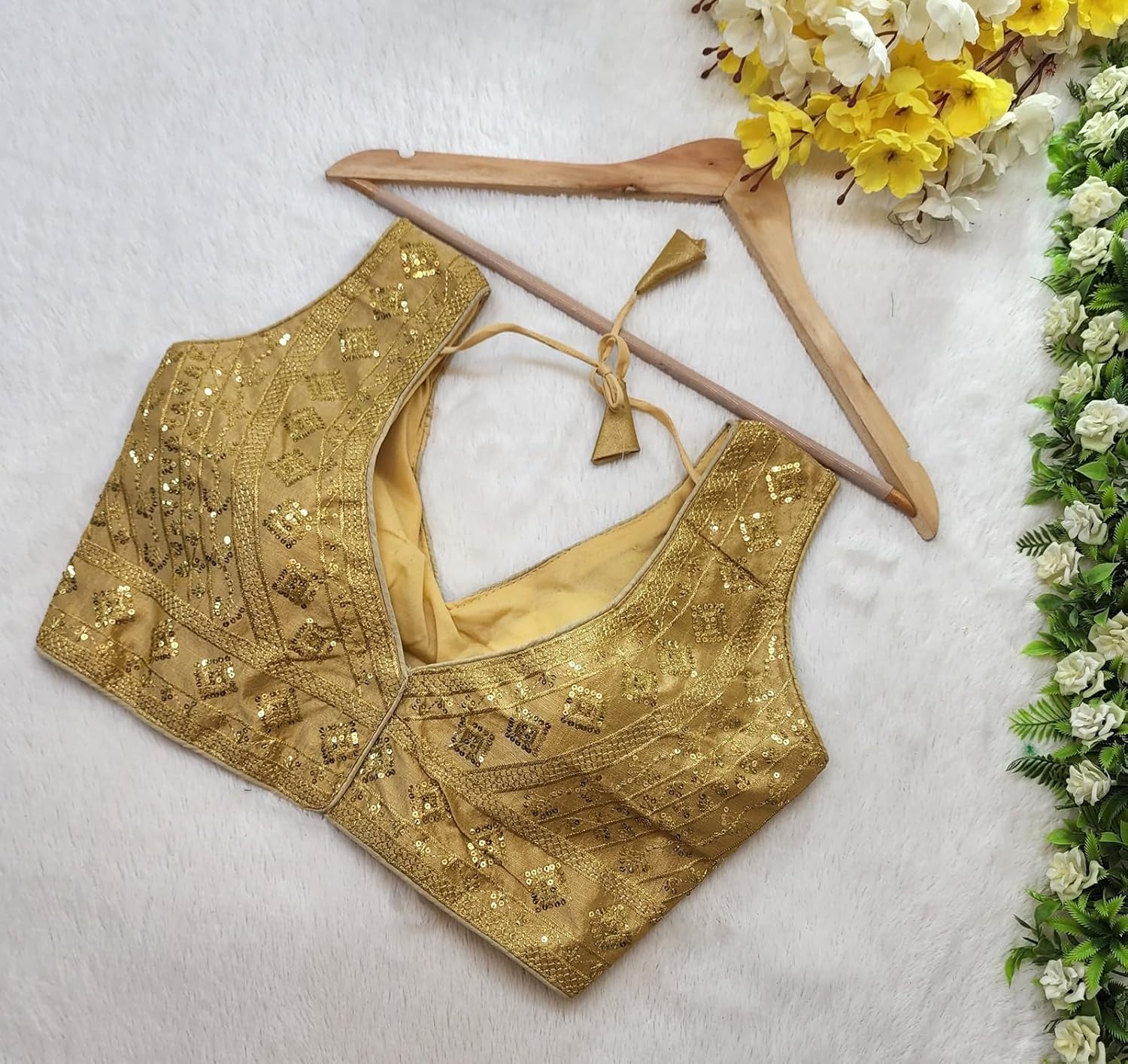 Indian Readymade Tussar Silk Saree Blouse for Women Crop Top Choli - Image 4