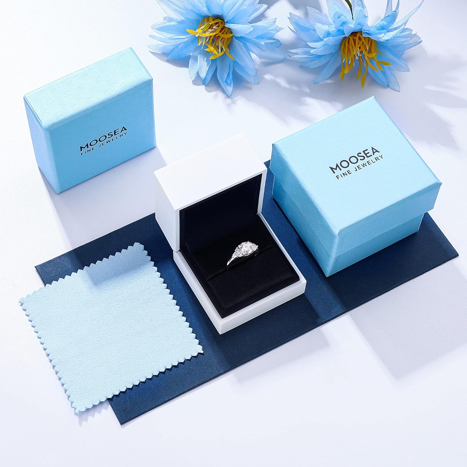 MOOSEA 1.2ct Moissanite Engagement Ring for Women, Brilliant D Color VVS1 Clarity Lab Created Moissanite Wedding Rings 14K White Yellow Rose Gold Vermeil Moissanite Anniversary Ring for Her - Image 7