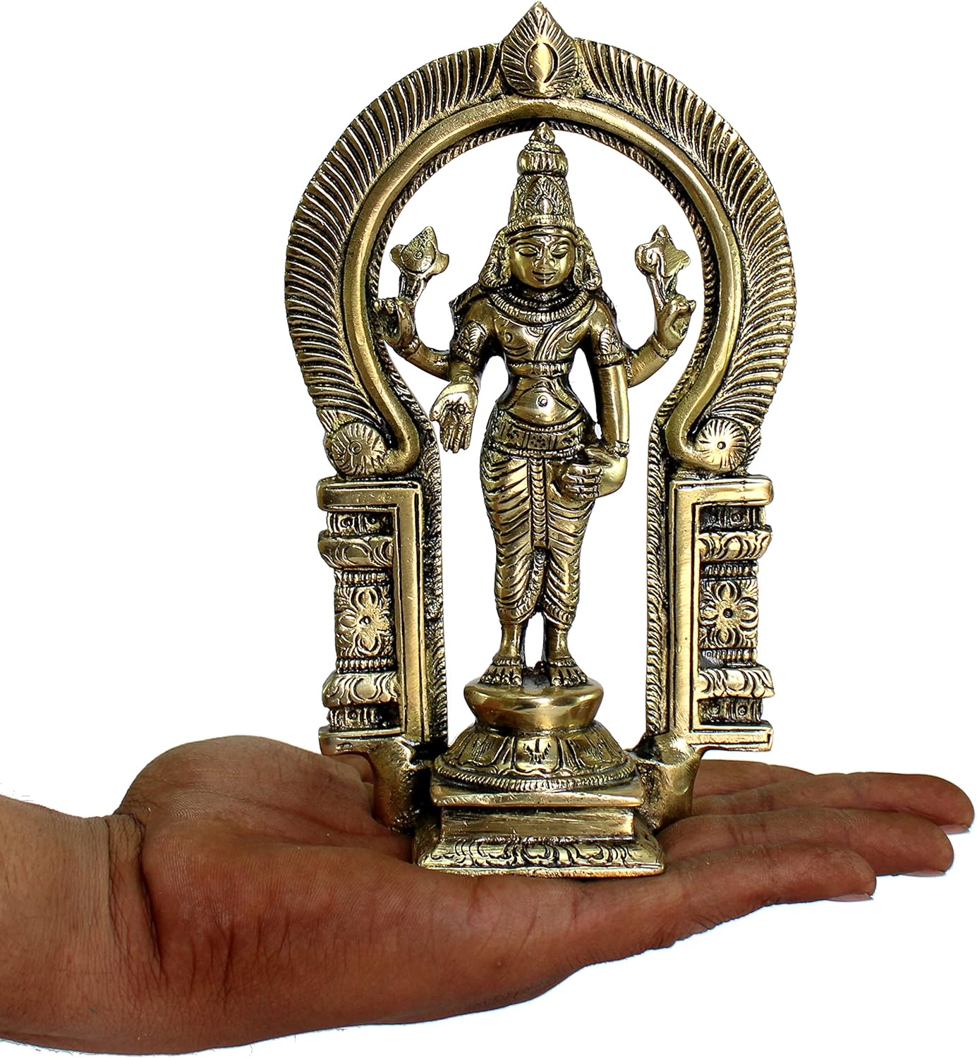 eSplanade Brass Lord Balaji Moorti Murti Idol Statue Praying Idol for Pooja - Vishnu Narayan Home Decor (7" inches Height) - Image 5