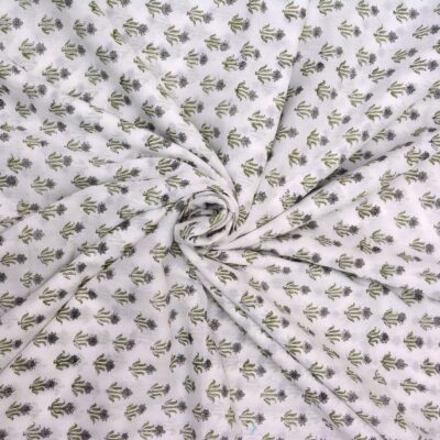 Trade Star Handmade Indian 3 Yard Hand Block Print Fabric Ethnic Natural Dye Sewing Fabric for Kids 100% Cotton Running Floral Print Fabric for Dressmaking Crafting by The Yard for Home Decor
