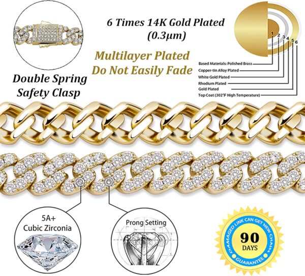 TOPGRILLZ Gold Anklets for Women Cuban Link Anklets Iced out Faux Diamond Chunky Ankle Bracelets 8mm 14K Gold Silver Plated Minimalist Fashion Foot Jewelry - Image 5