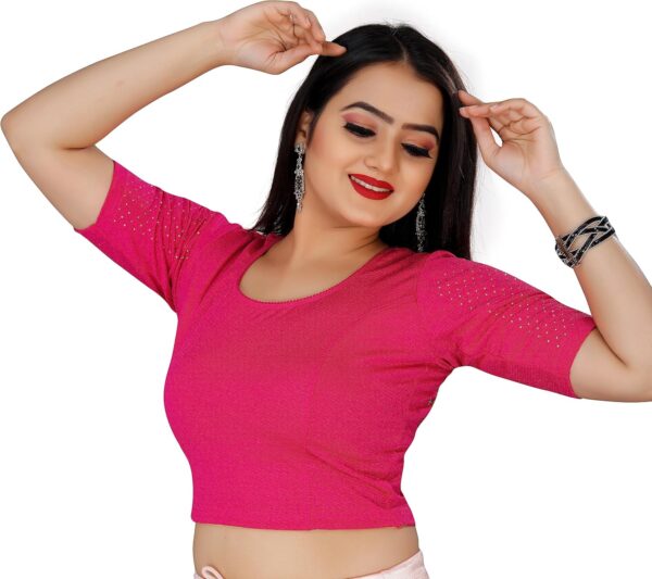 KNETLI Women's Polyester Cotton Readymade Blouse Stretchable,CutOut Fency Back Side - Image 5