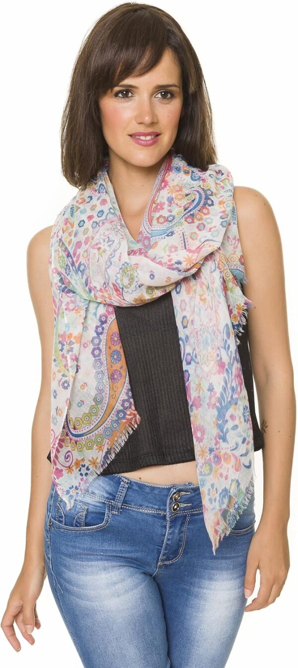 MELIFLUOS DESIGNED IN SPAIN Scarf for Women Lightweight Paisley Fashion for Fall Winter Scarves Shawl Wrap - Image 2