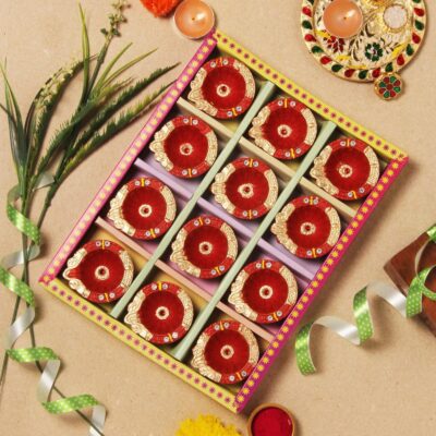Handmade Terracoaat Set of 12 Red Clay Diya for Diwali/Navratri Decorations Oil Lamp Diwali Clay Diya Tea Light Holder Indian Decor Festival Gifts Puja Items