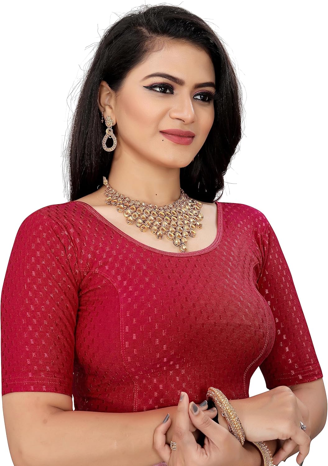 KNETLI Polyester Cotton Readymade Stretchable Blouse for Women - Image 5