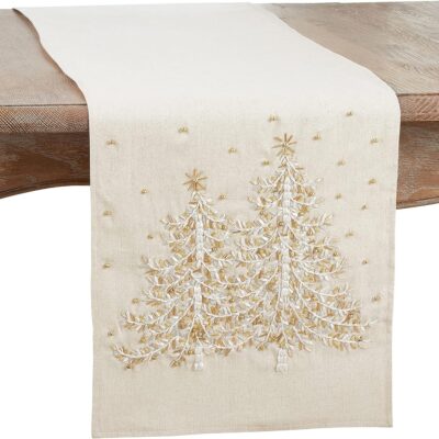 Embroidered Christmas Tree Table Runner