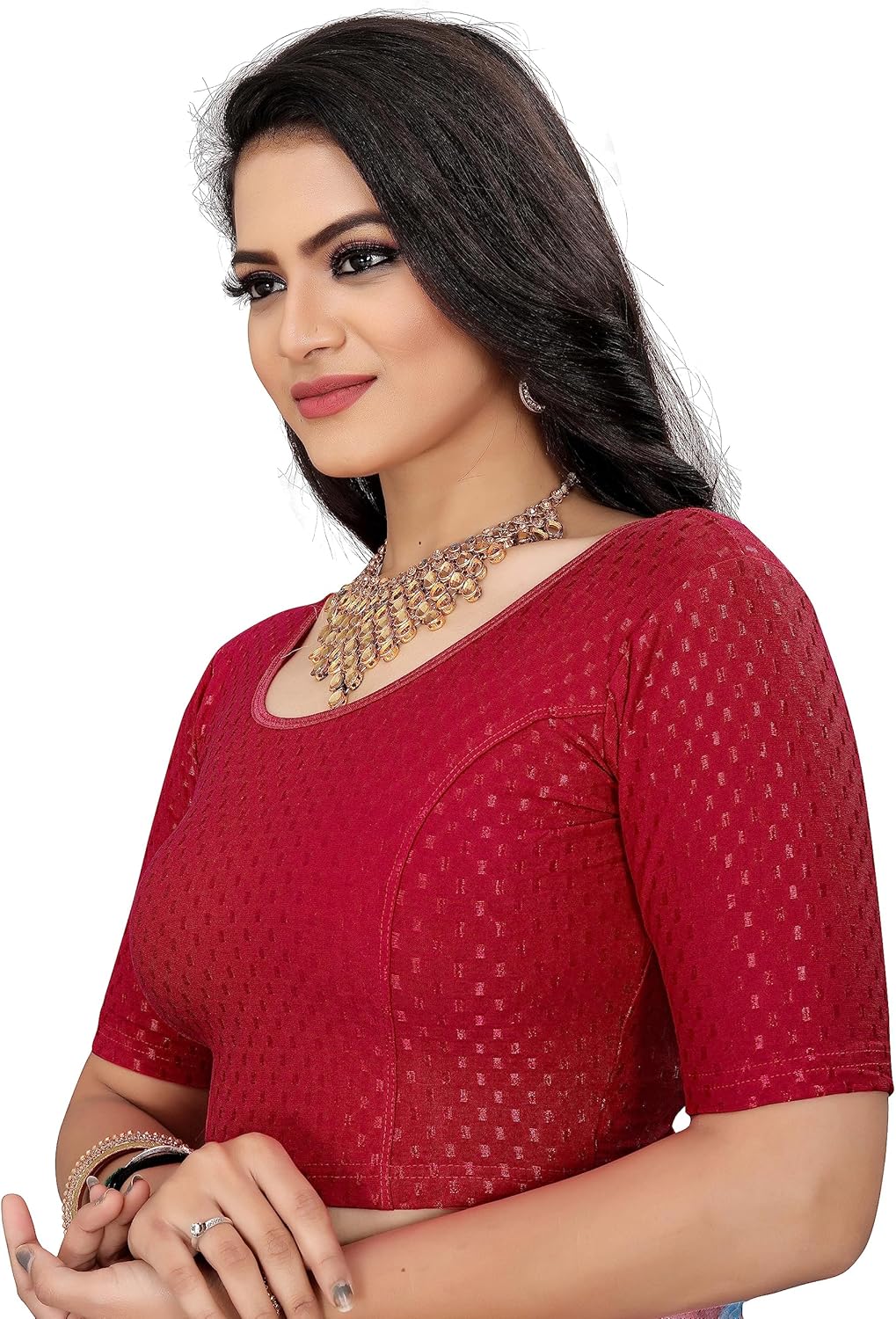 KNETLI Polyester Cotton Readymade Stretchable Blouse for Women - Image 6