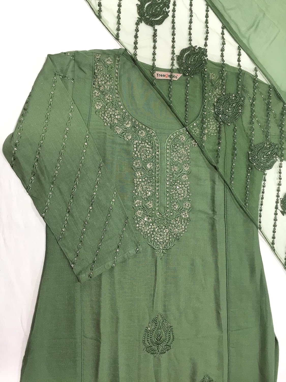 TRENDMALLS Kurta Set Cotton Rayon Embroidery Salwar Suit for Women Kurta Pant Set with Dupatta - Image 7