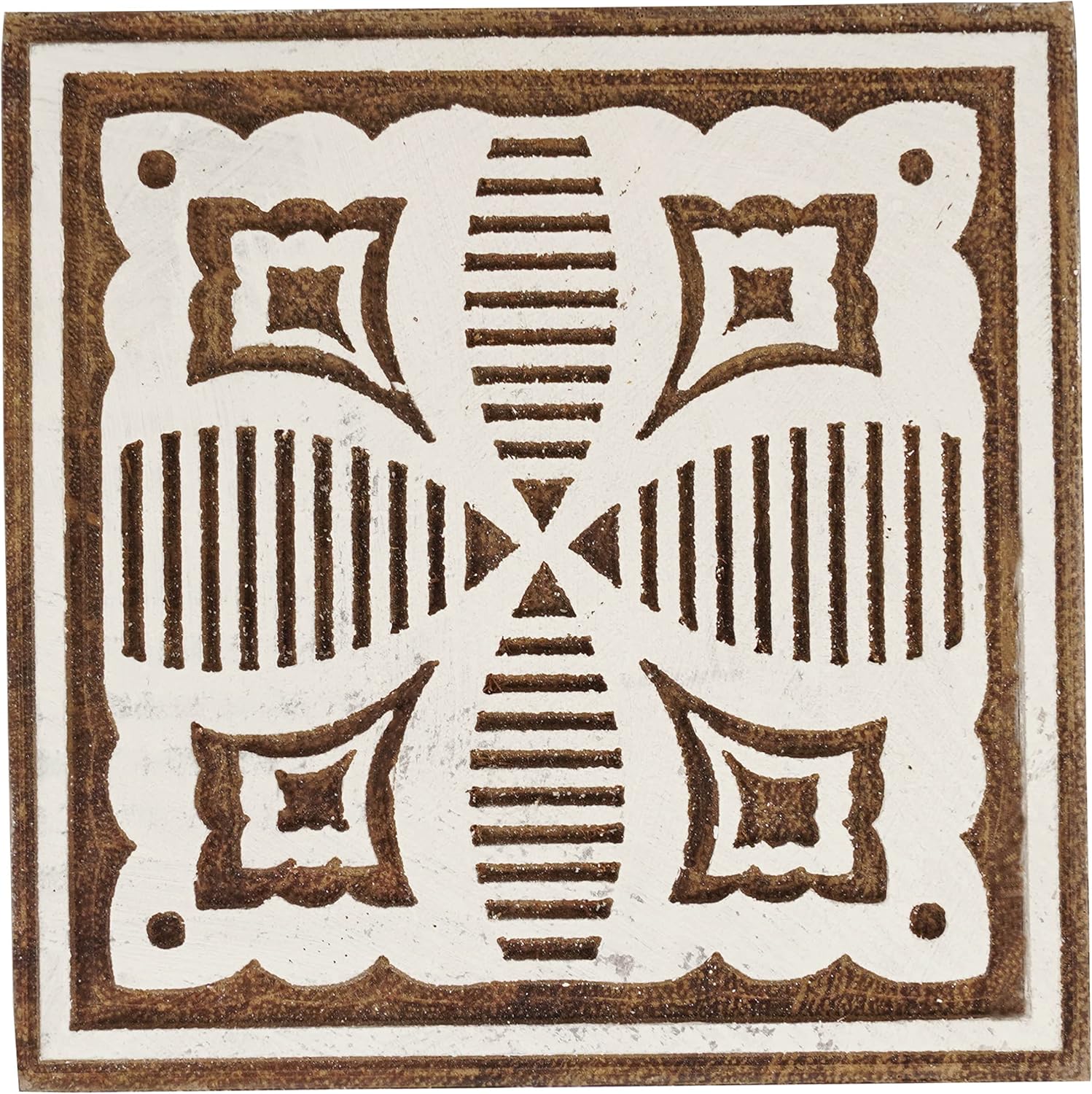 IBA Indianbeautifulart Textile Printing Block Geometric Hand Carved Wooden Stamp Wood Block Printing Textile Stamps for Fabric/Pottery Blocks,3 Inch