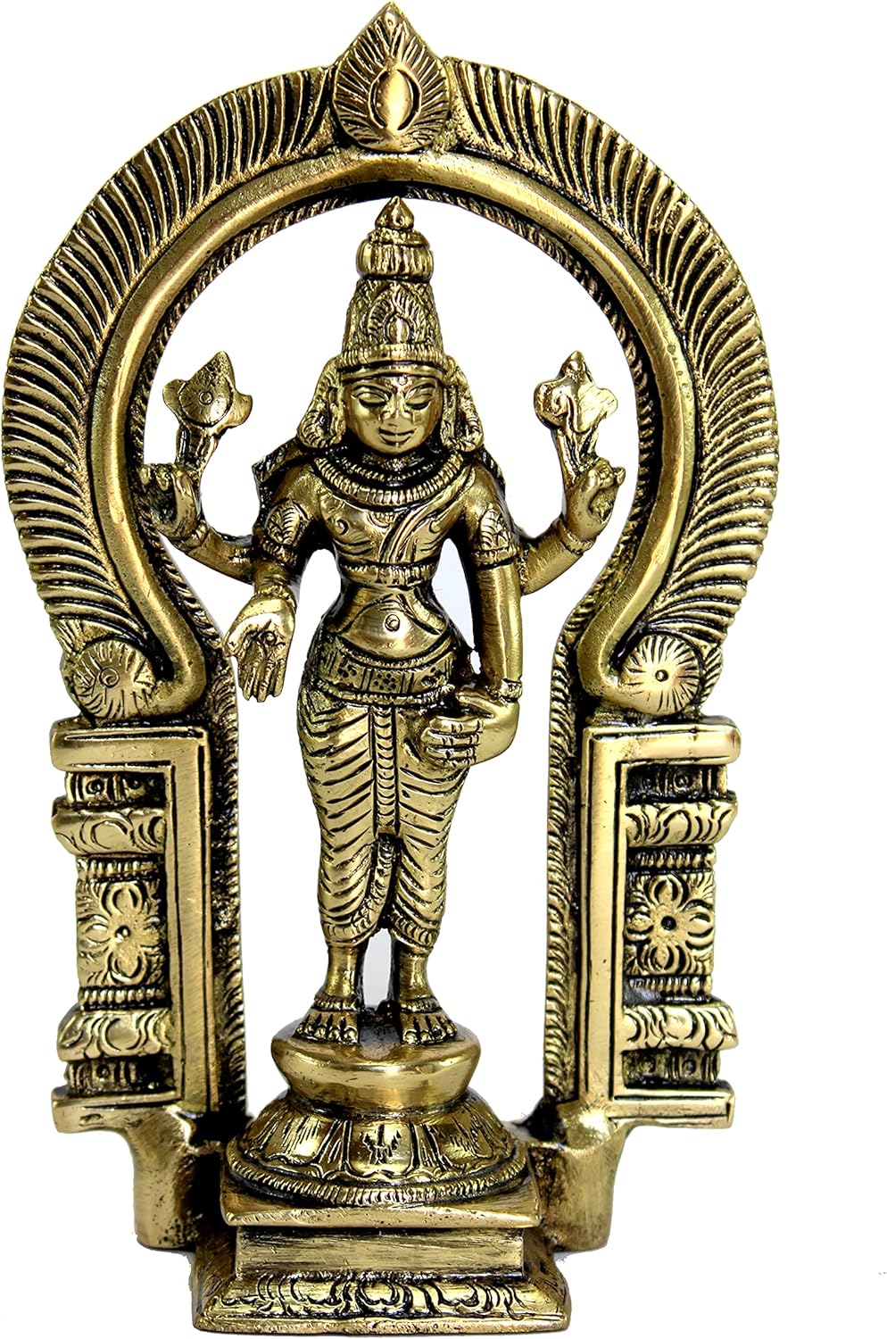 eSplanade Brass Lord Balaji Moorti Murti Idol Statue Praying Idol for Pooja - Vishnu Narayan Home Decor (7" inches Height)