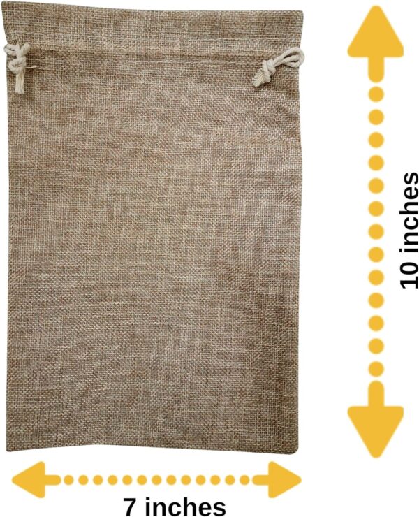 50 Burlap Bags with Drawstring, 7x10 Inch Rustic Gift Bag Bulk Pack for Mugs, Mason Jars, Christmas, Advent, Holiday Gift Bags, Wedding and Birthday Party Favor Bags, Grocery, Gift Wrap and Treat - Image 2