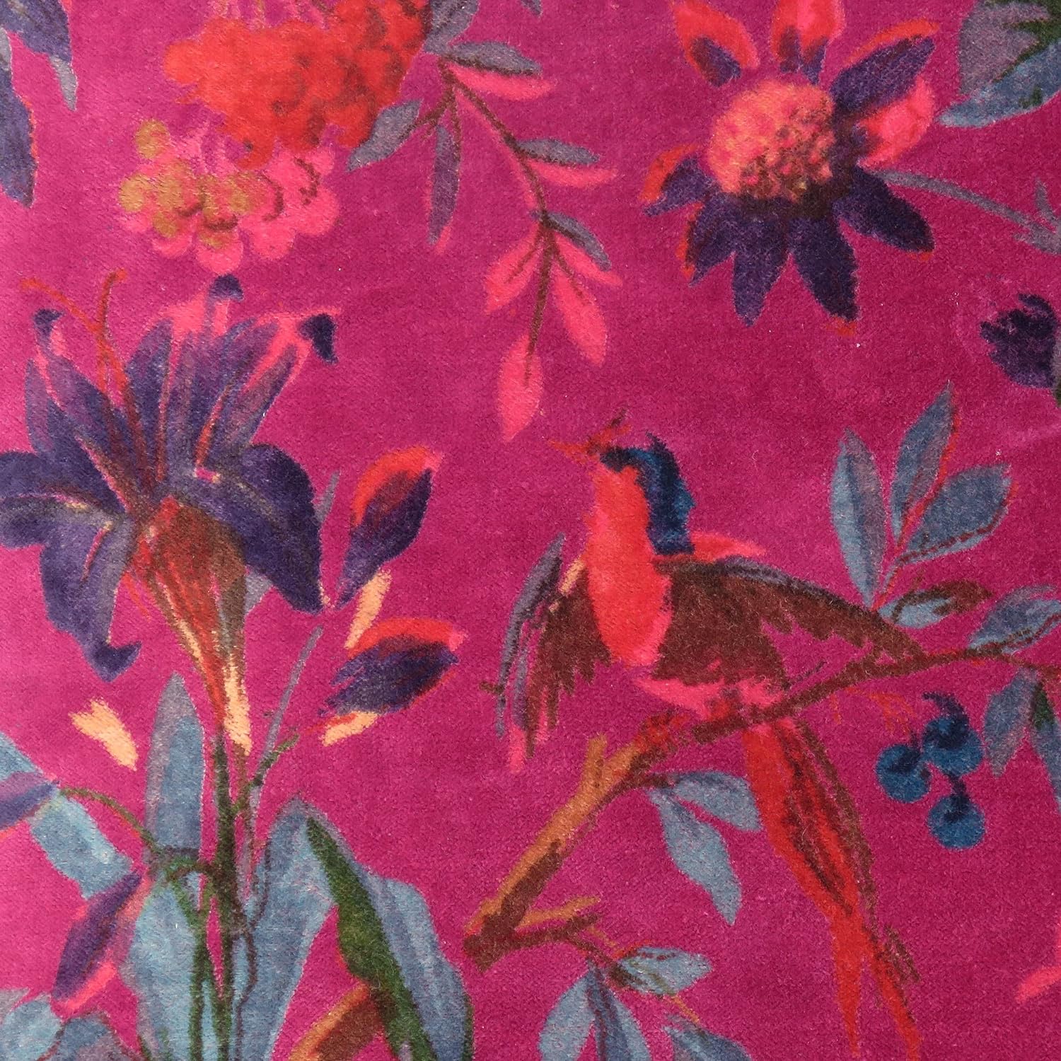 Mam Treasures Velvet Floral Flower Bird Throw Pillow Sofa Cushion Cover Case Couch Bohemian Accent Colorful Boho Chic Indian Handmade Cover Only (16X16 Inches, Burgundy) - Image 3