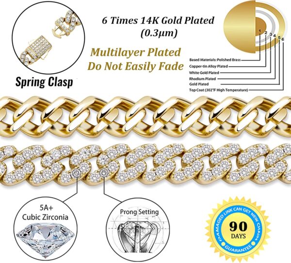 TOPGRILLZ Gold Anklets for Women Cuban Link Anklets Iced out Faux Diamond Chunky Ankle Bracelets 8mm 14K Gold Silver Plated Minimalist Fashion Foot Jewelry - Image 2