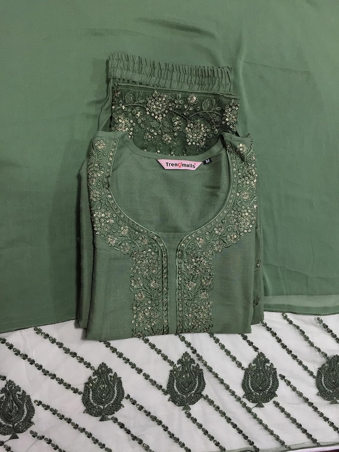 TRENDMALLS Kurta Set Cotton Rayon Embroidery Salwar Suit for Women Kurta Pant Set with Dupatta - Image 8