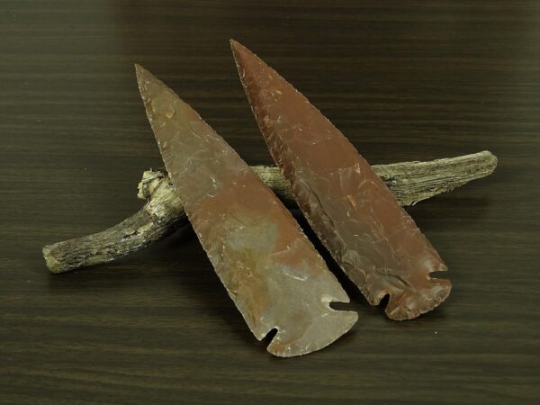 2 x Handmade Indian Agate Stone Spearhead 6 Inches Arrowhead