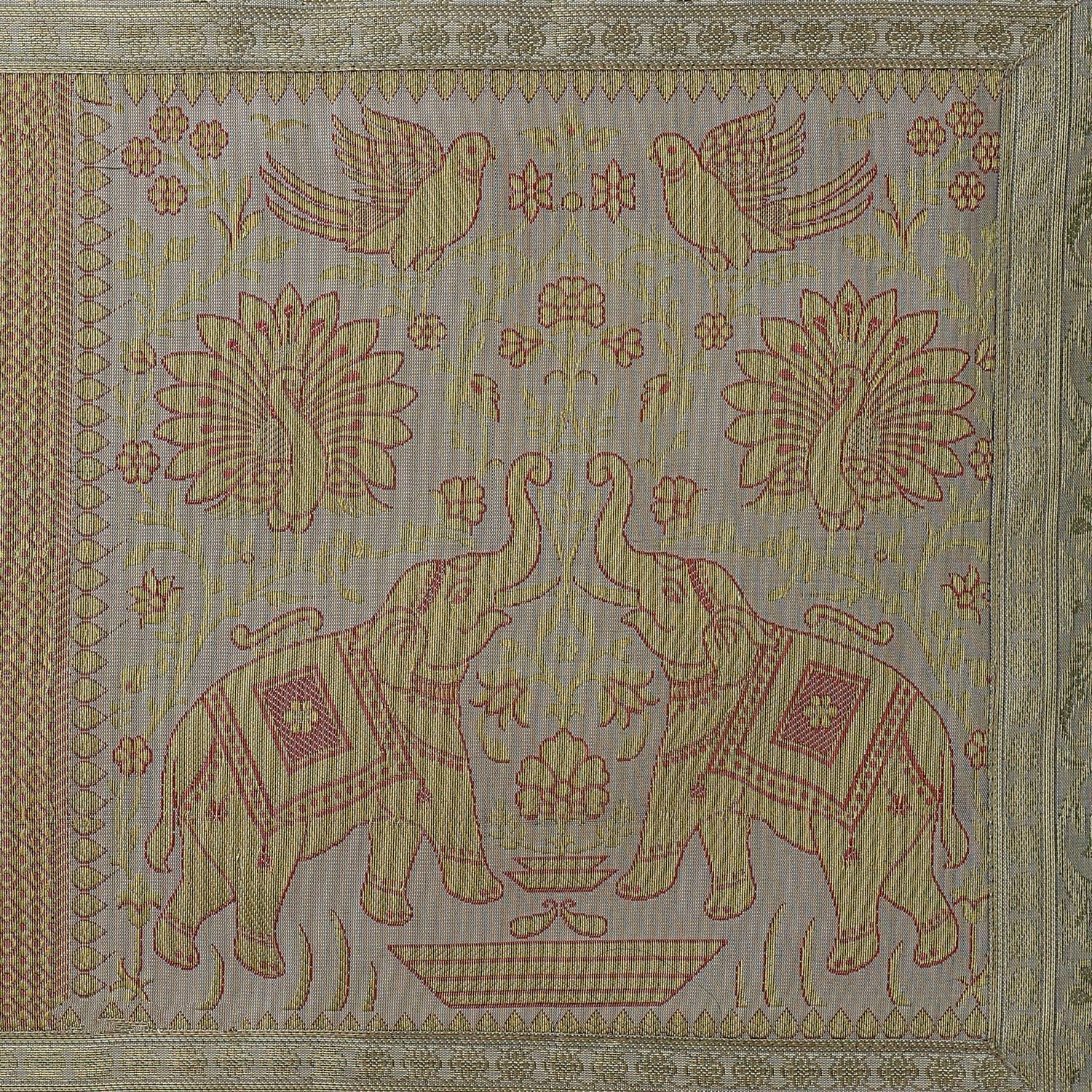 Indian Handmade Elephant Design Table Runner Traditional Decorative Ethnic Kitchen Table Cloth for Wedding Bridal Birthday Party Decorations Bridal Shower Baby Shower, 60 X 16 White & Gold Color - Image 4