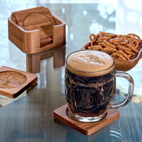 Walnut Coasters Set of 4 with Holder Update November 2024 Wooden Coasters Coasters with Holder Wood Coasters Coasters Cup Coasters for Table Wood Coasters for Drinks Brown Coasters Square Coasters - Image 6