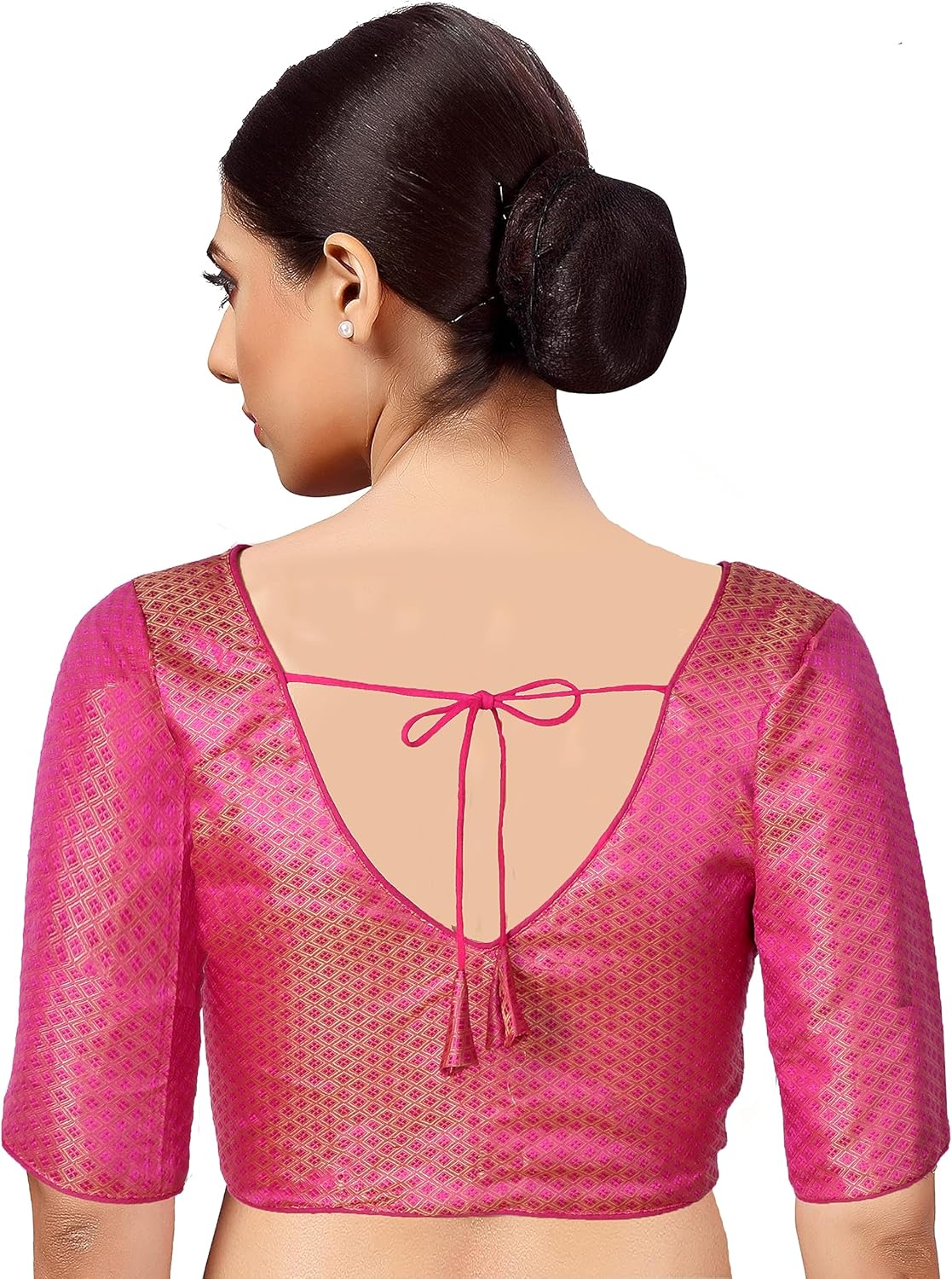 Chandrakala V-Neck Blouses for Women Sarees,Readymade (B213-P) - Image 3