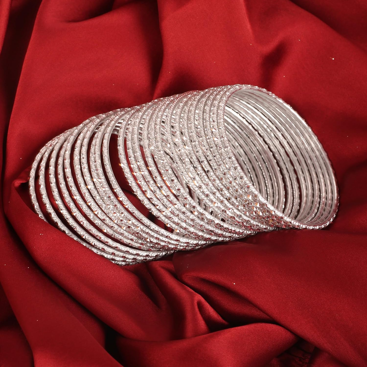 Touchstone Indian Bollywood Gorgeous Handcrafted Hand Saw Peeled Pattern Designer Jewelry Bracelets Bangle in Gold or Copper or Silver Tones for Women. - Image 8