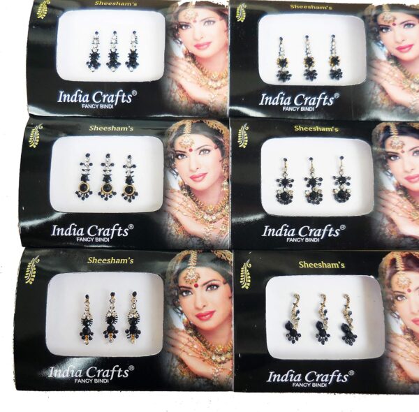 8 Combo Bindi Packs Silver/Gold/Black/Multicolored Face Jewels Bollywood tika - Image 4