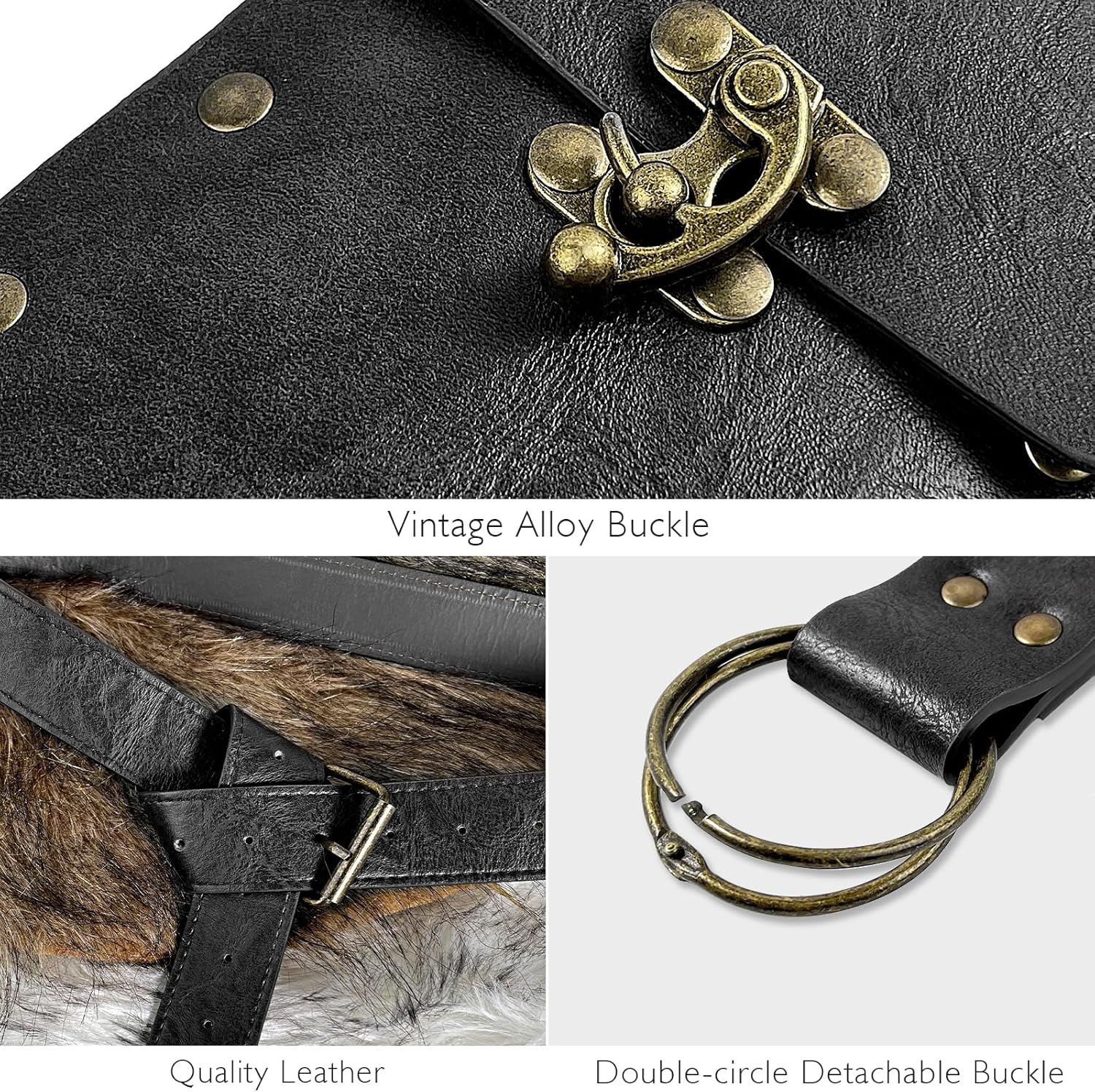 Renaissance Belt Pouch Waist Bag Steampunk Pouch Medieval Leather Belt Pouch Skirt Hikes Set, Retro Renaissance Accessories for LARP Cosplay Costume Christmas Gifts (1Bottle-Black) - Image 5